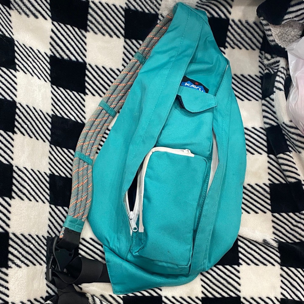 Kavu Turquoise Sling Bag with Patterned Strap